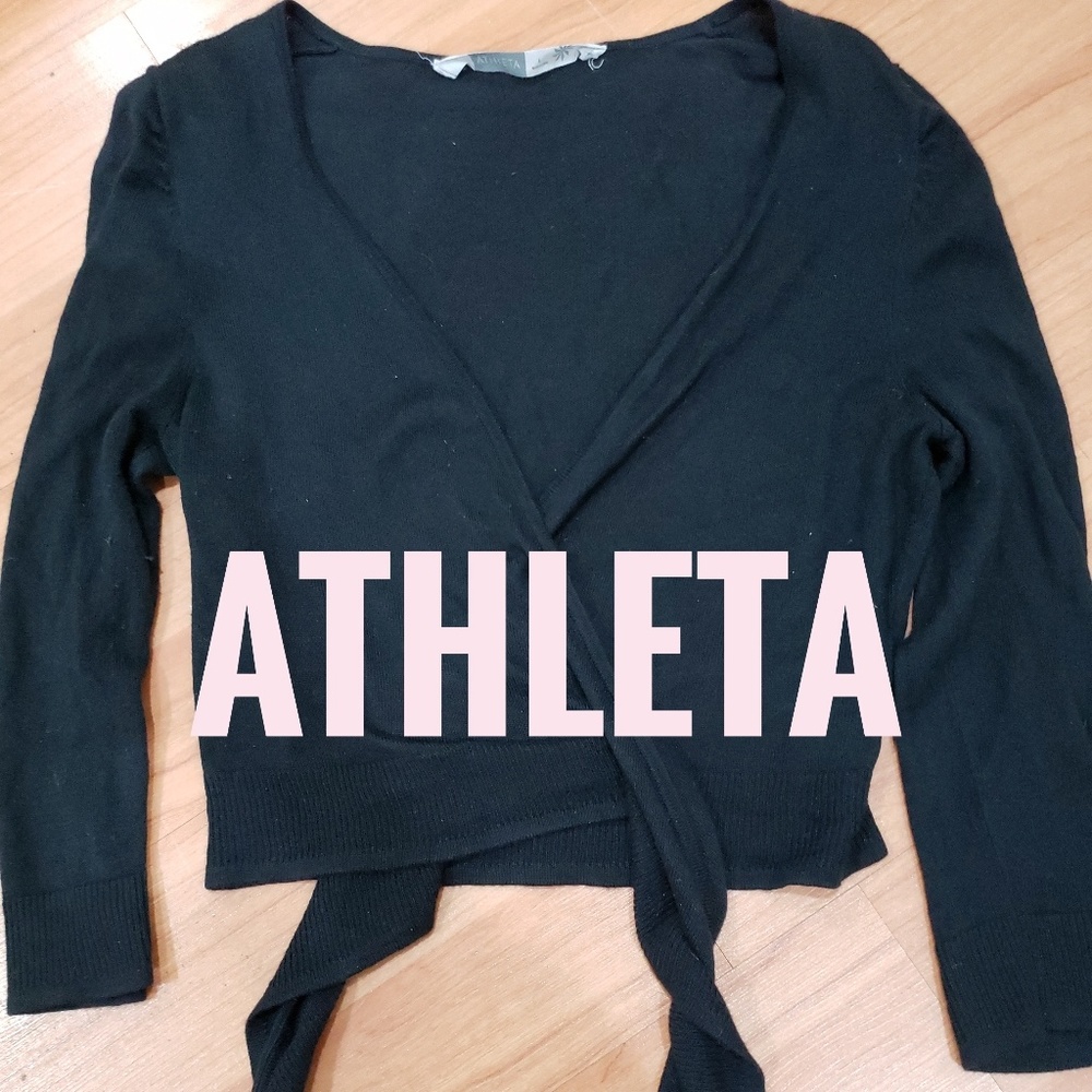 ATHLETA black ballet / cropped wrap cardigan black